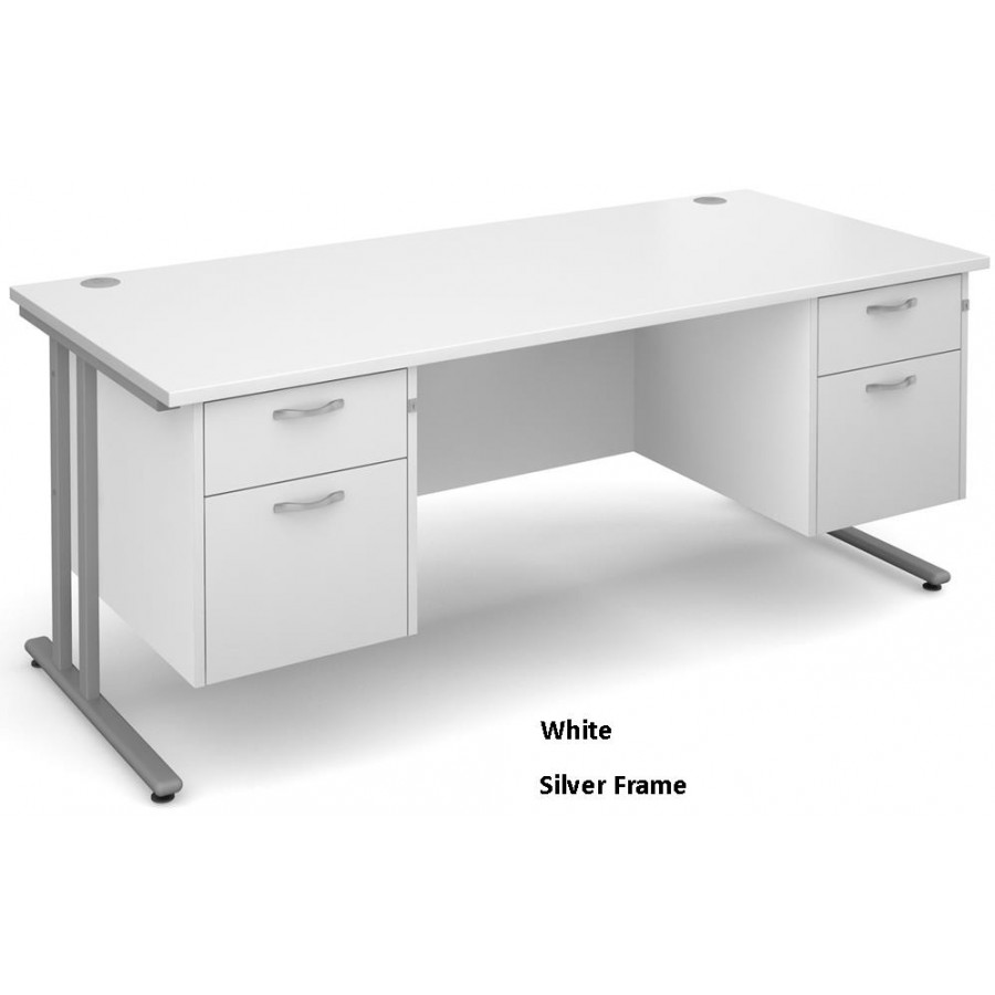 Maestro Cantilever Straight Desk with 2 Pedestals